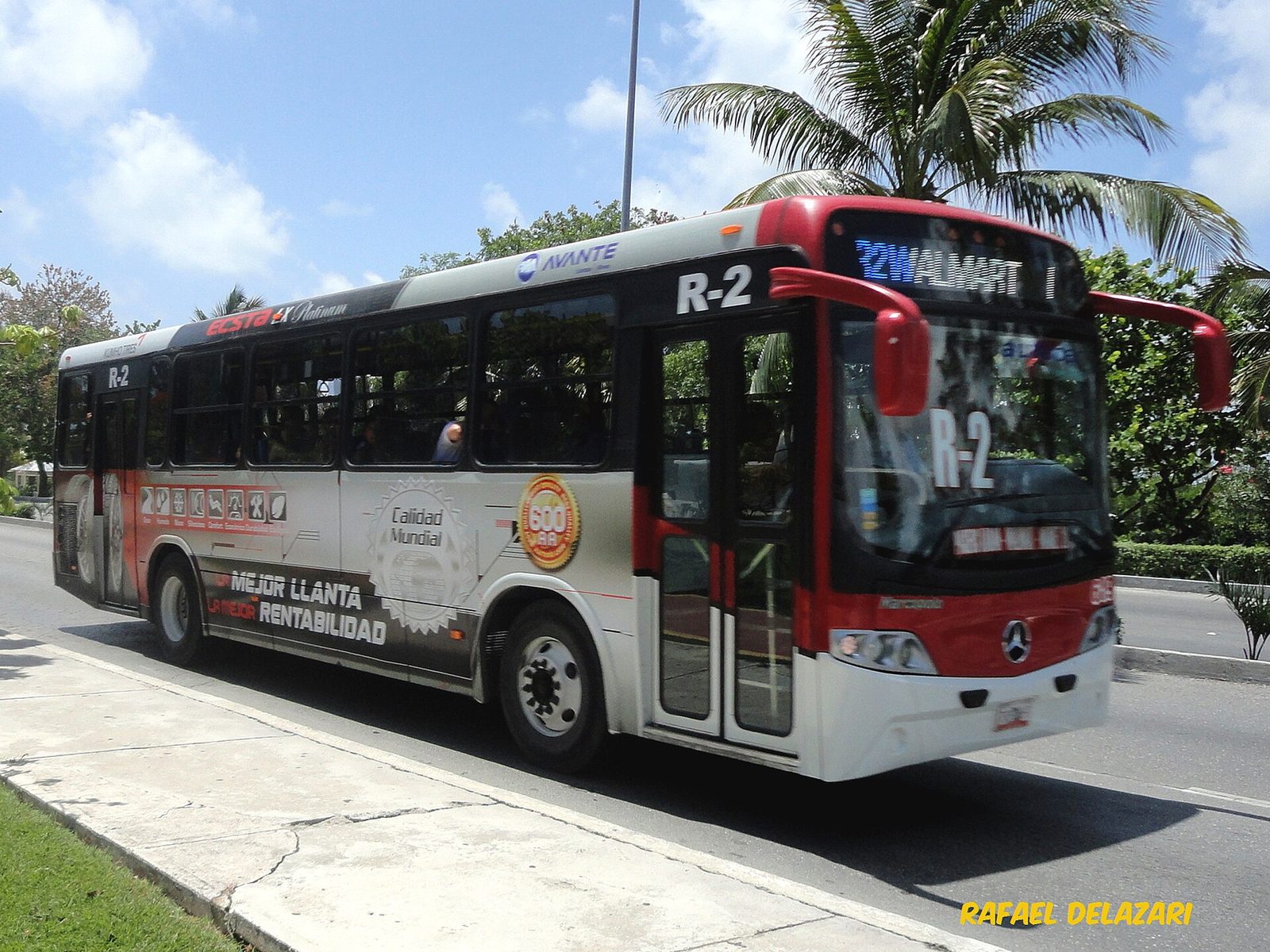 A city bus in Cancun