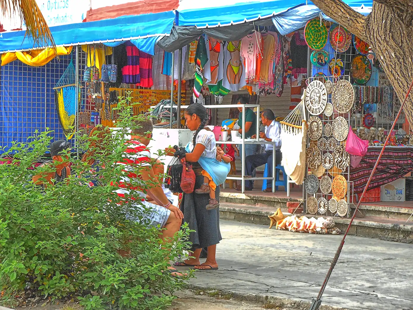 Shoppers inside Mercado 28