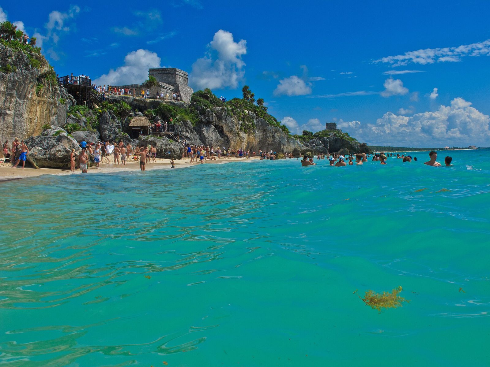 Tulum ruins above the sea